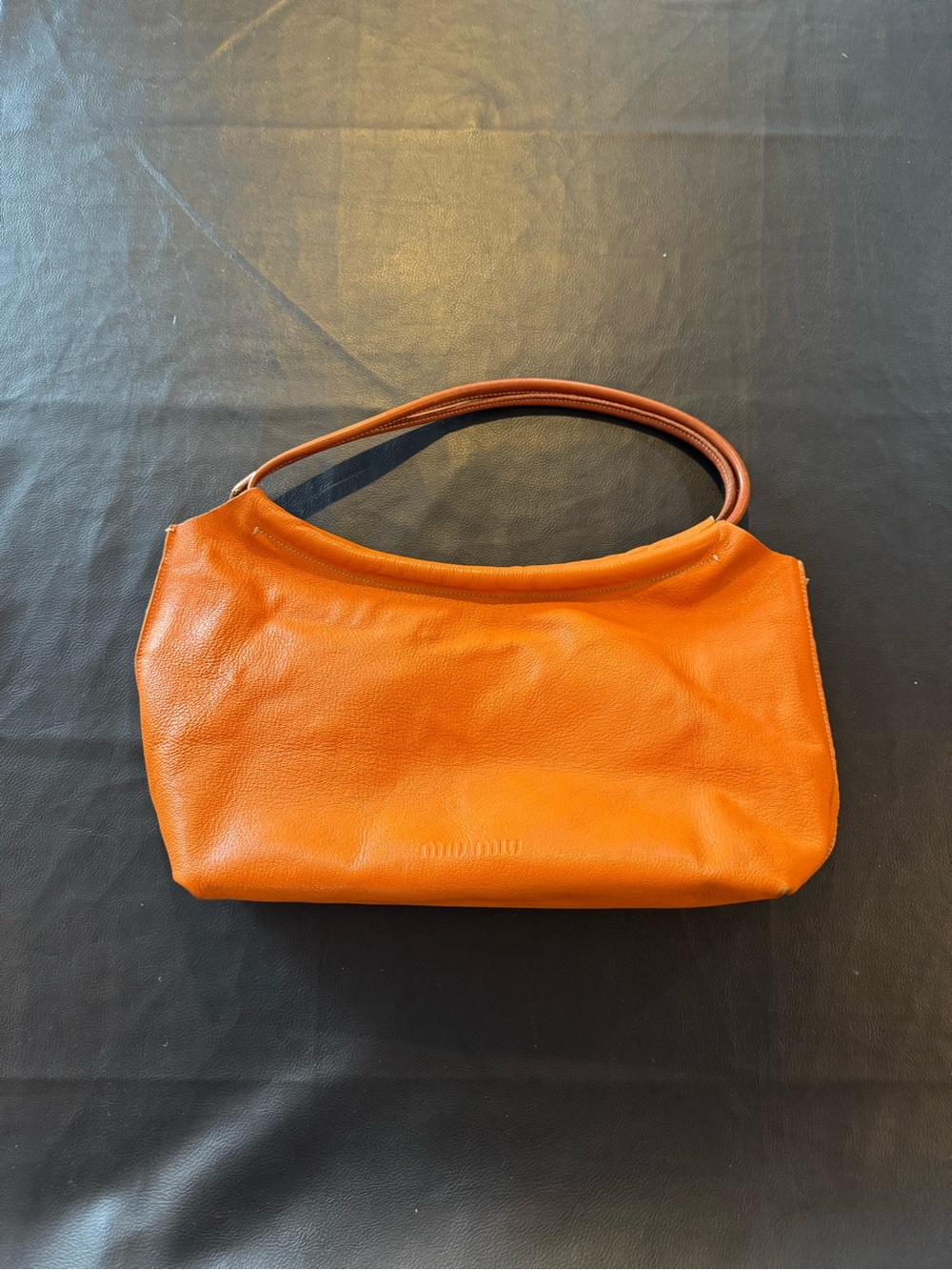 Miu Miu Orange Leather Shoulder Bag Y2K Italian Designer Purse made in Italy